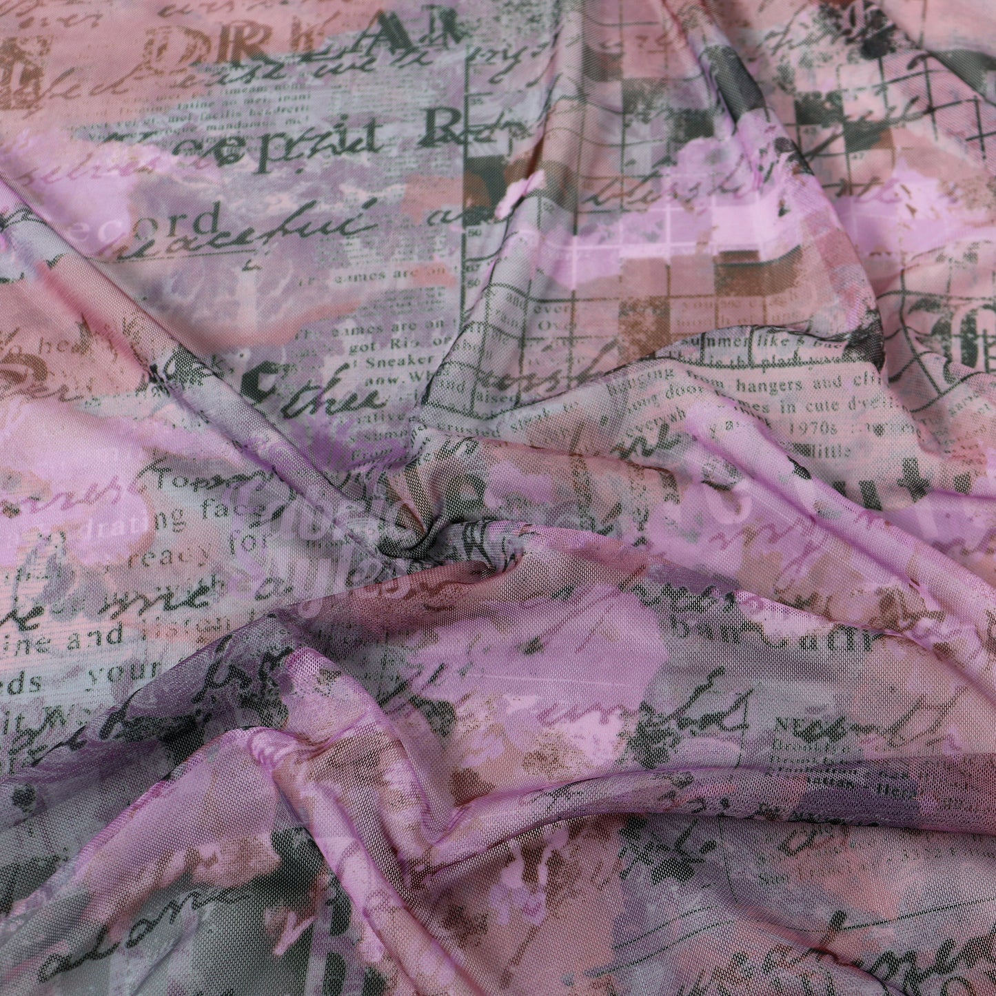 Old Newspaper Power Mesh Fabric