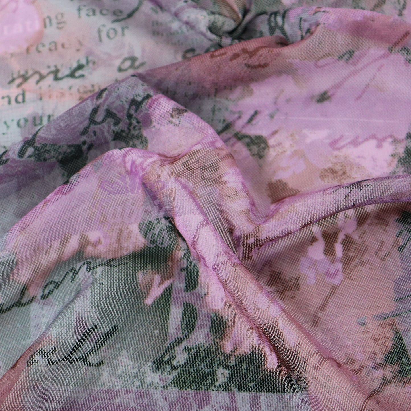 Old Newspaper Power Mesh Fabric
