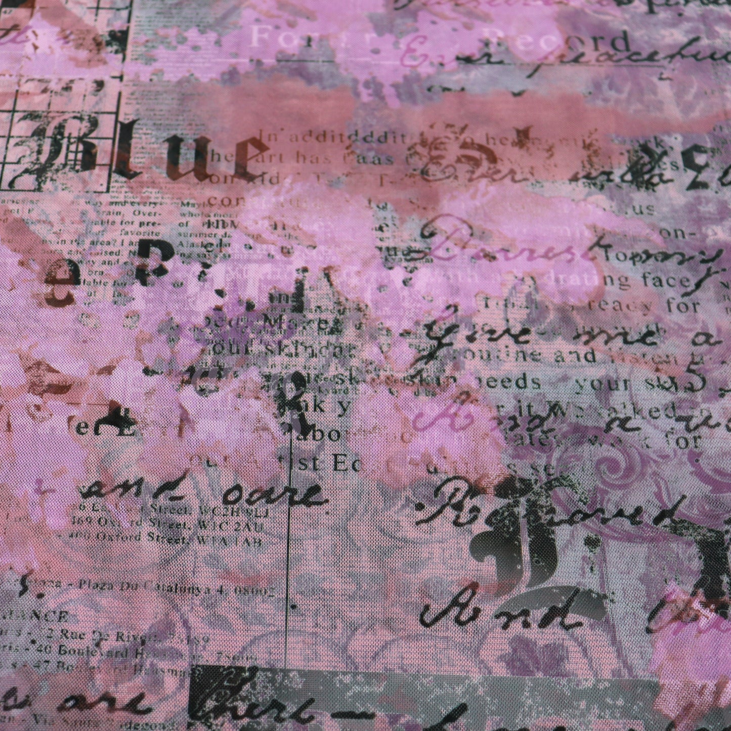 Old Newspaper Power Mesh Fabric
