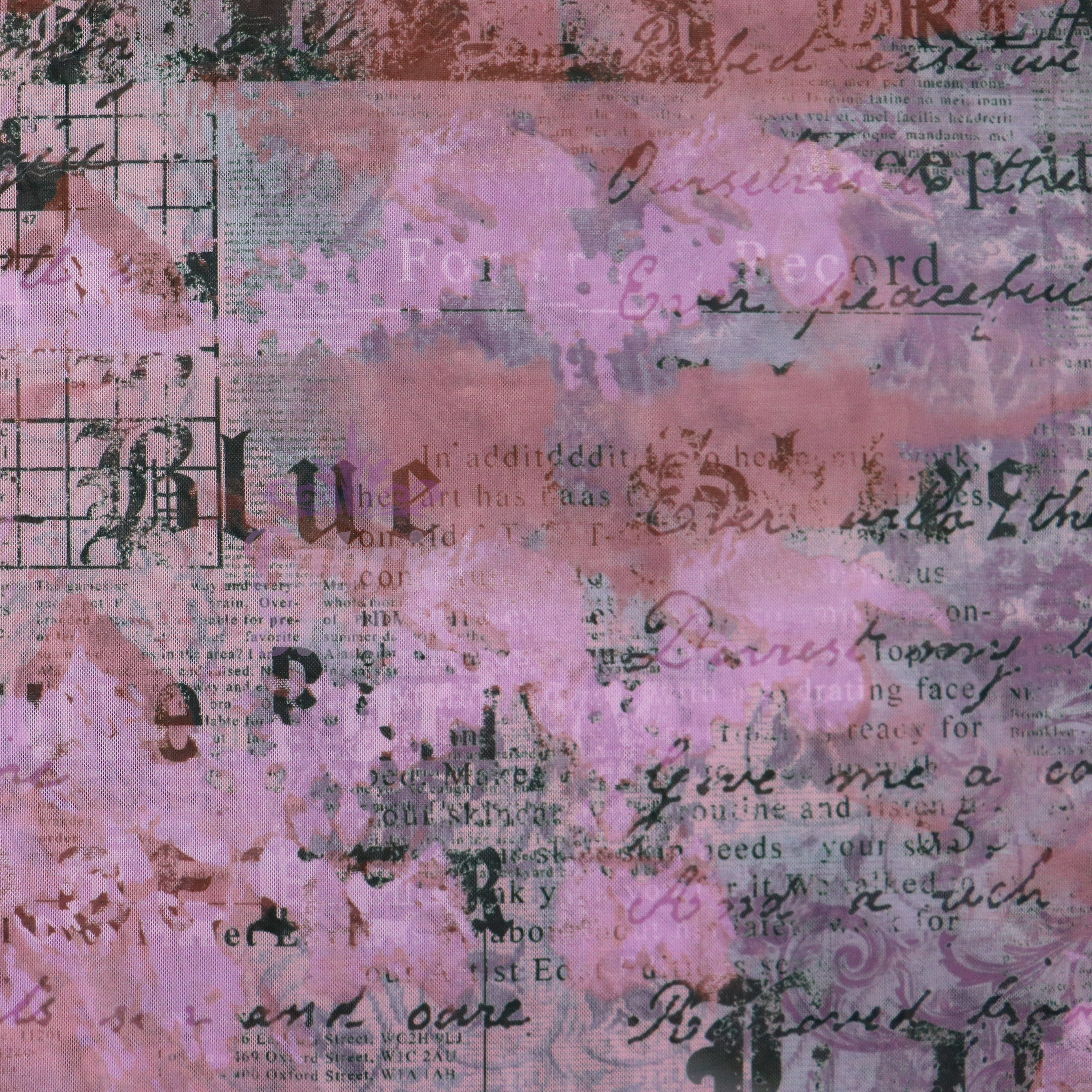 Old Newspaper Power Mesh Fabric