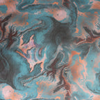Blue Orange Marble Power Mesh Fabric