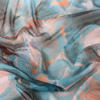 Blue Orange Marble Power Mesh Fabric