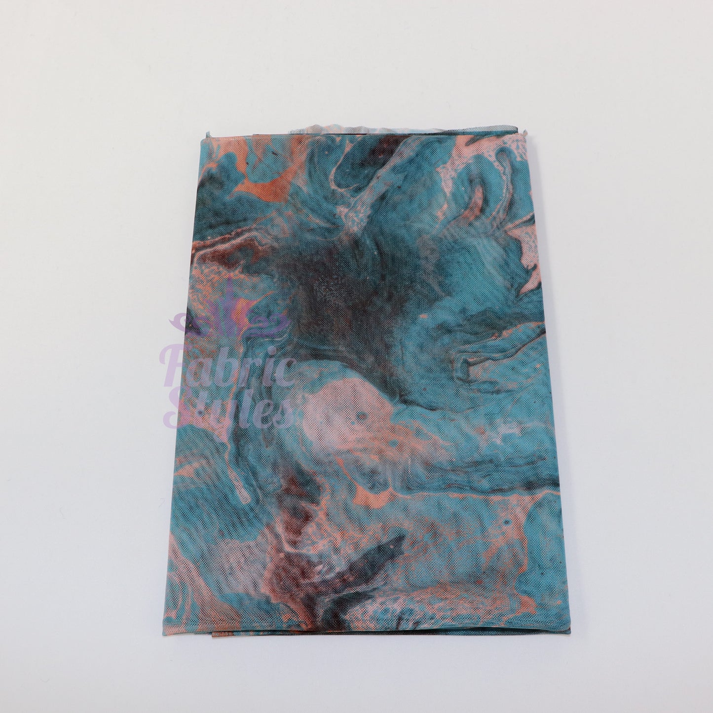 Blue Orange Marble Power Mesh Fabric
