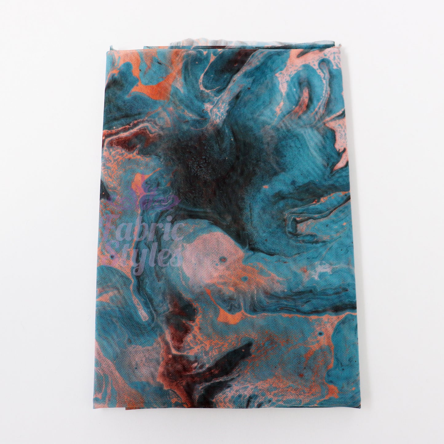 Blue Orange Marble Power Mesh Fabric