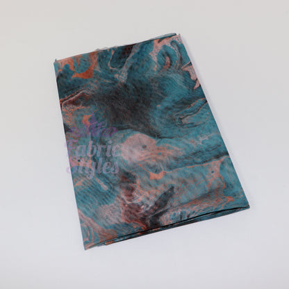 Blue Orange Marble Power Mesh Fabric