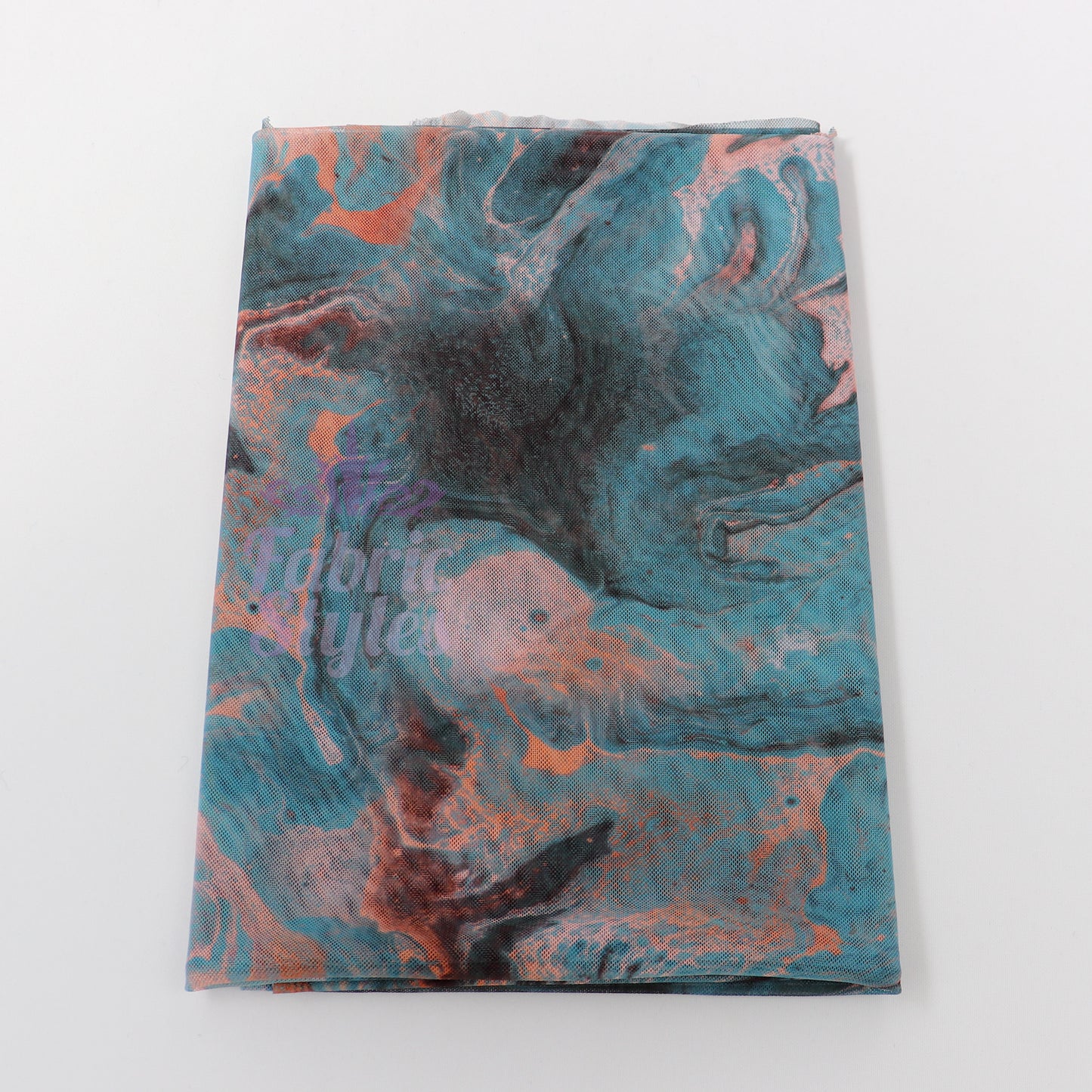 Blue Orange Marble Power Mesh Fabric