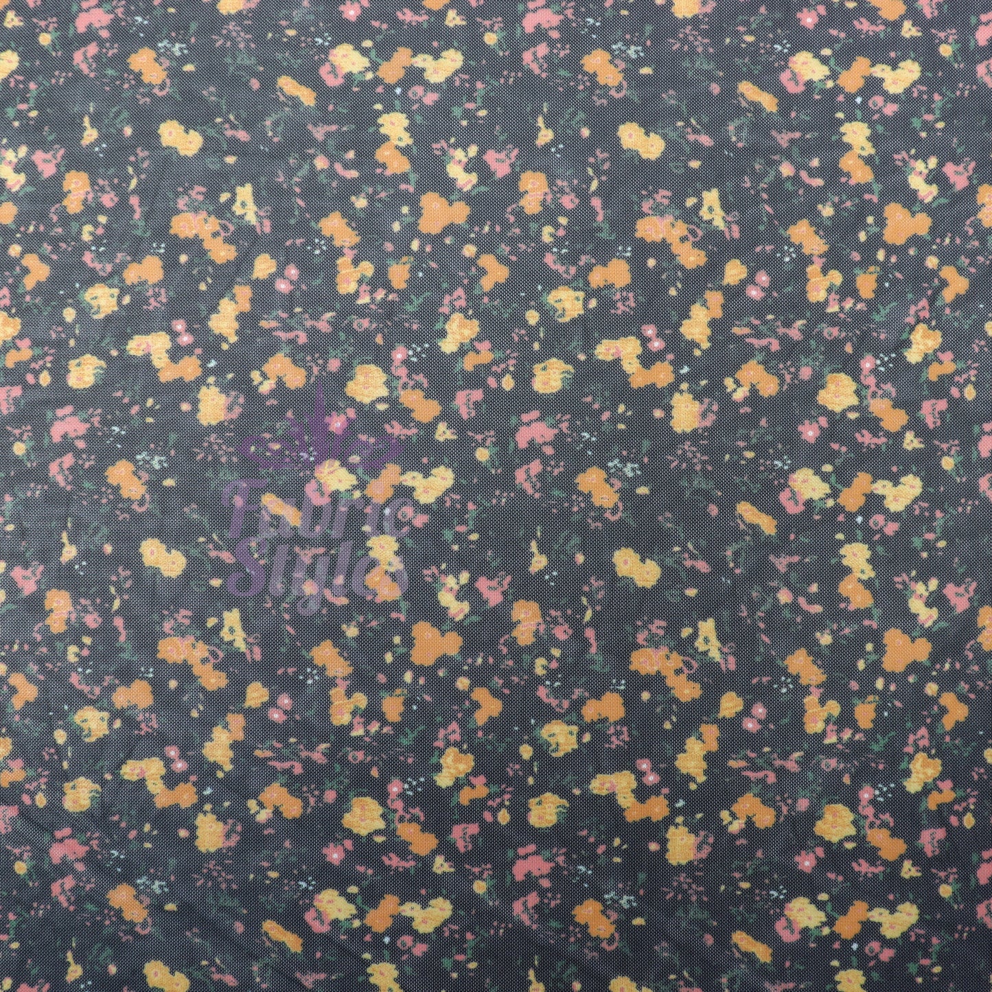 Ditsy Orange Floral Power Mesh Fabric