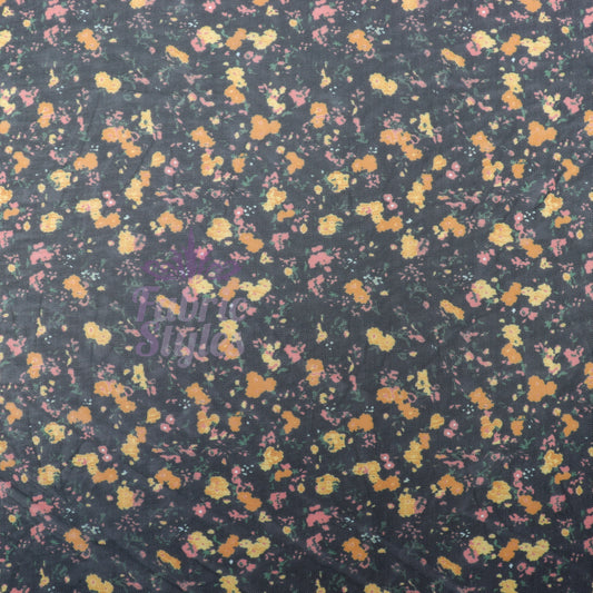 Ditsy Orange Floral Power Mesh Fabric