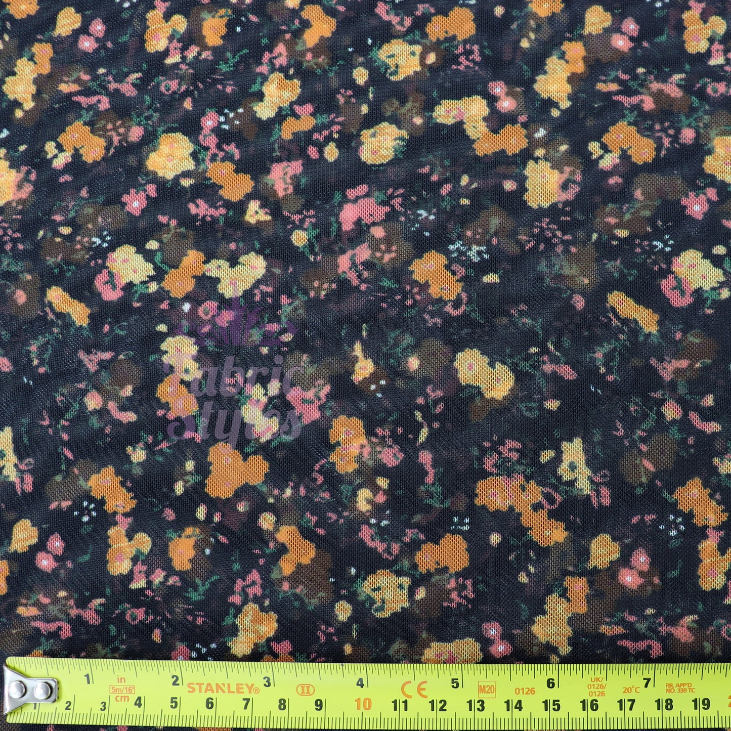 Ditsy Orange Floral Power Mesh Fabric