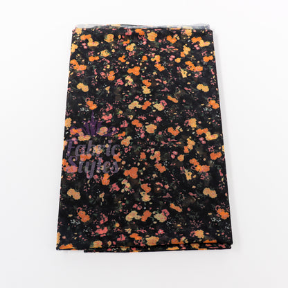 Ditsy Orange Floral Power Mesh Fabric