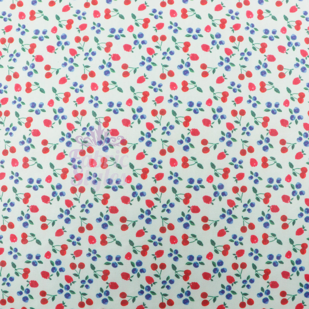Mint Cherries Power Mesh Fabric