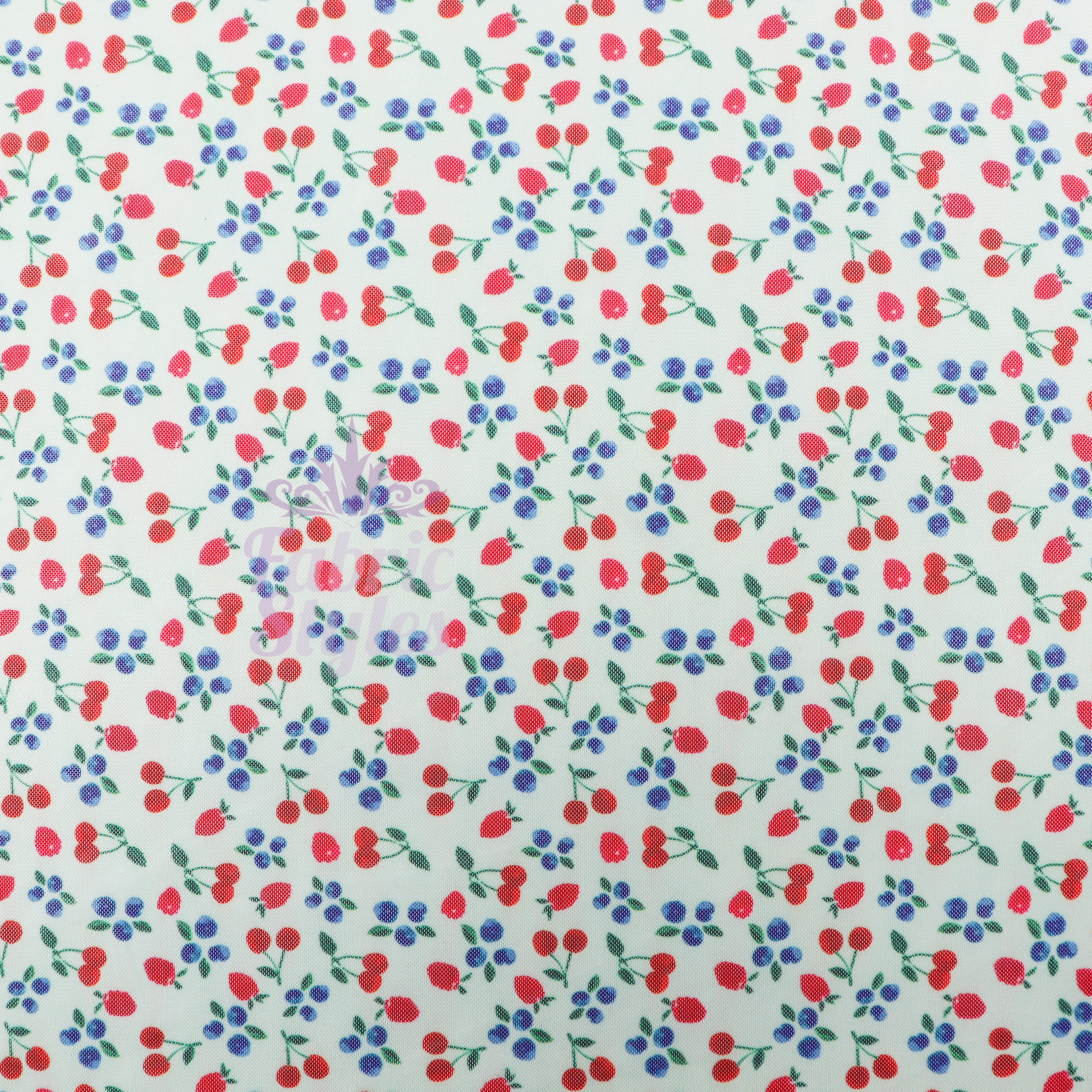 Mint Cherries Power Mesh Fabric