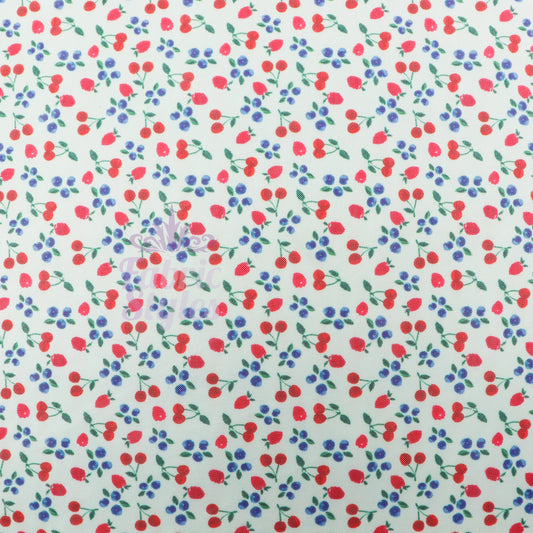 Mint Cherries Power Mesh Fabric