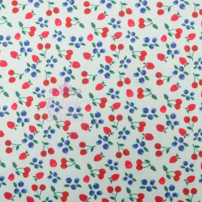 Mint Cherries Power Mesh Fabric