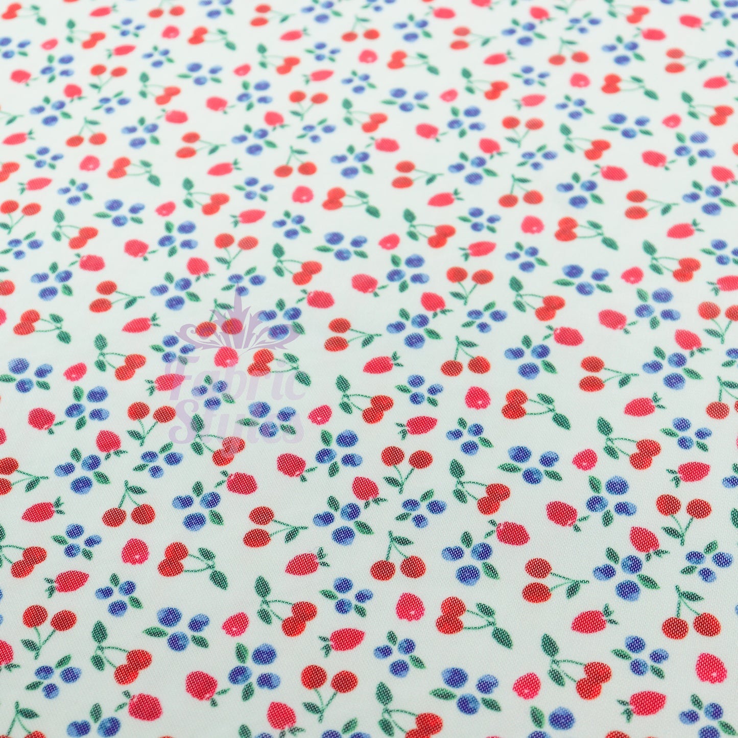Mint Cherries Power Mesh Fabric