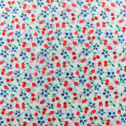 Mint Cherries Power Mesh Fabric