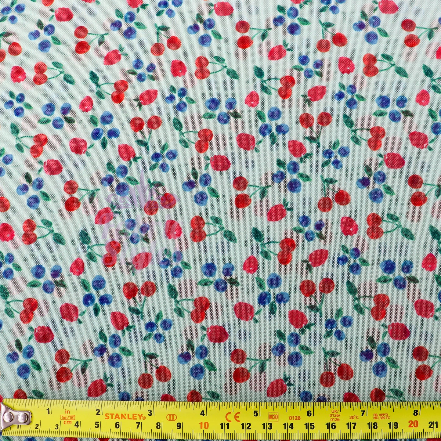Mint Cherries Power Mesh Fabric
