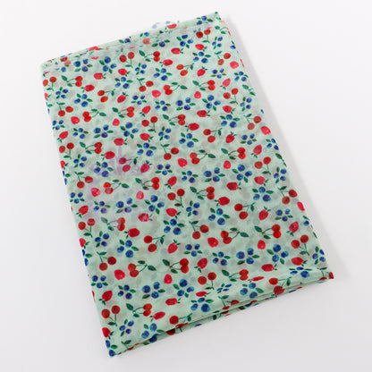 Mint Cherries Power Mesh Fabric
