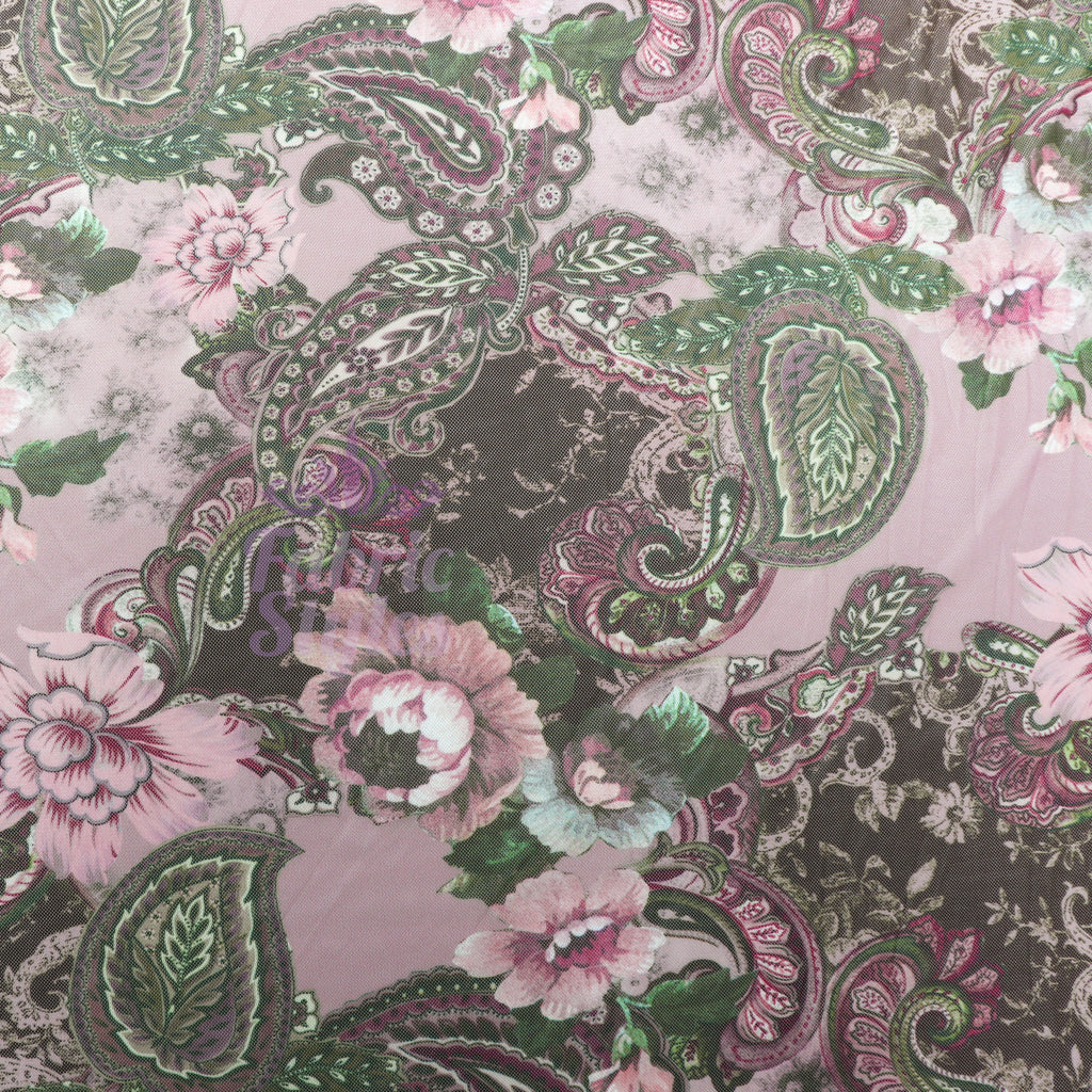 Paisley Rose Floral Power Mesh Fabric