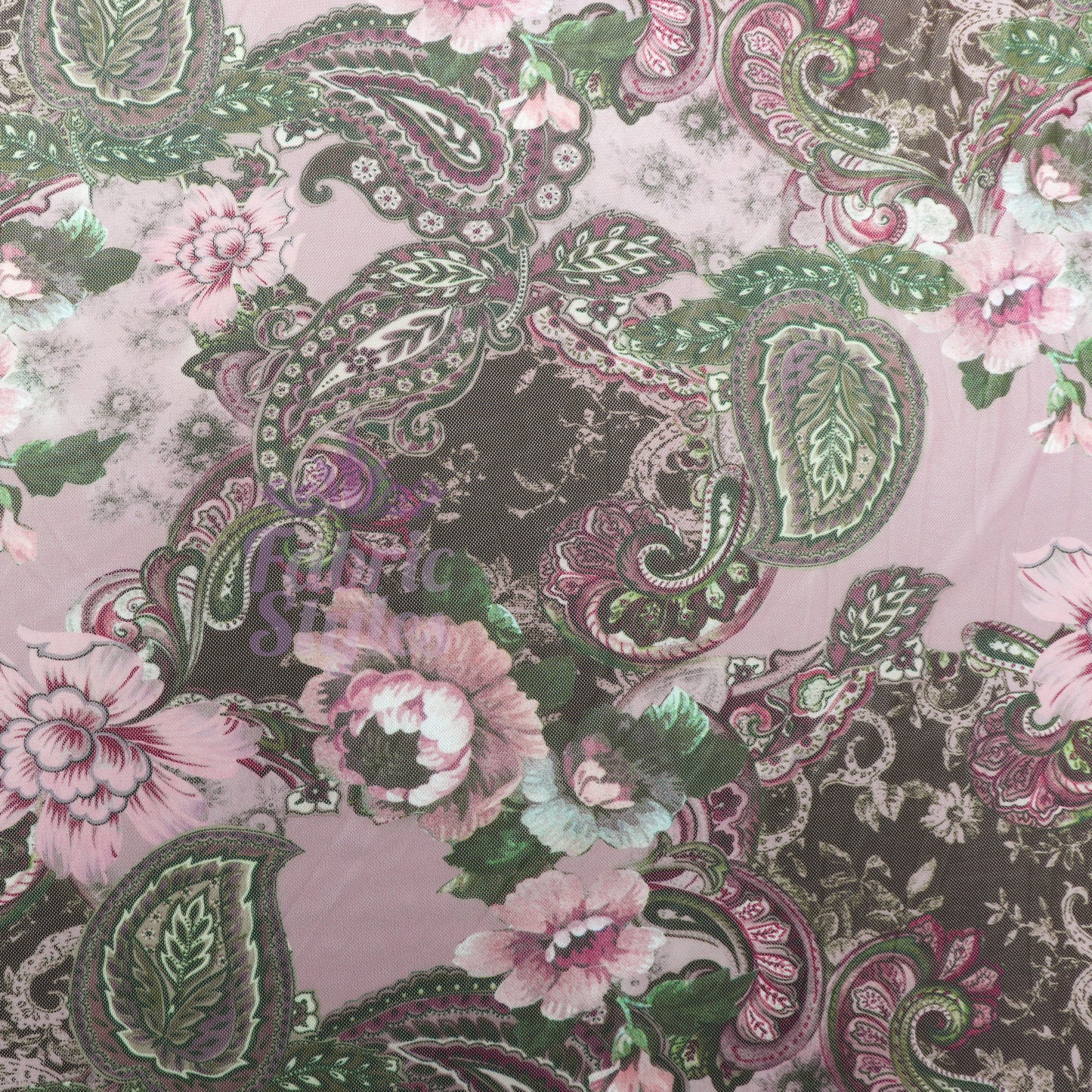 Paisley Rose Floral Power Mesh Fabric