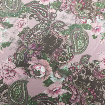 Paisley Rose Floral Power Mesh Fabric