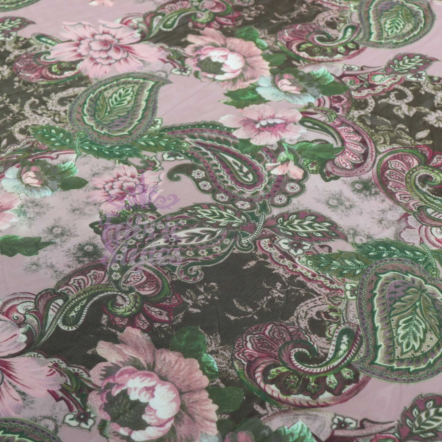 Paisley Rose Floral Power Mesh Fabric