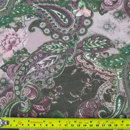 Paisley Rose Floral Power Mesh Fabric
