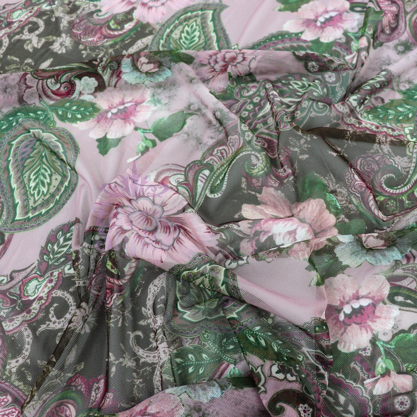 Paisley Rose Floral Power Mesh Fabric