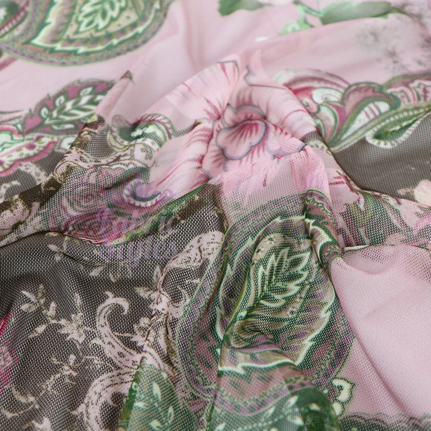 Paisley Rose Floral Power Mesh Fabric