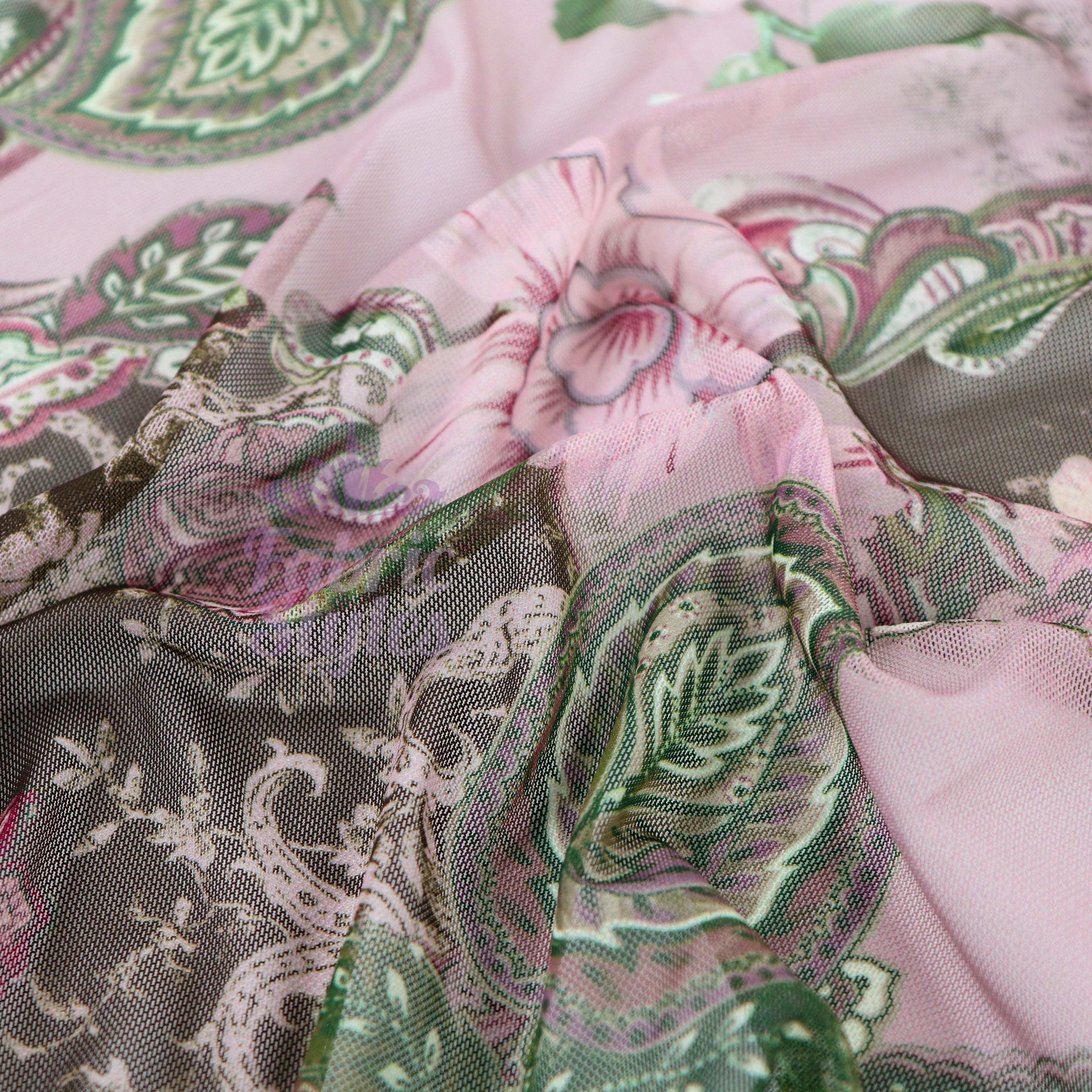 Paisley Rose Floral Power Mesh Fabric