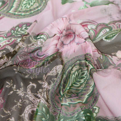 Paisley Rose Floral Power Mesh Fabric