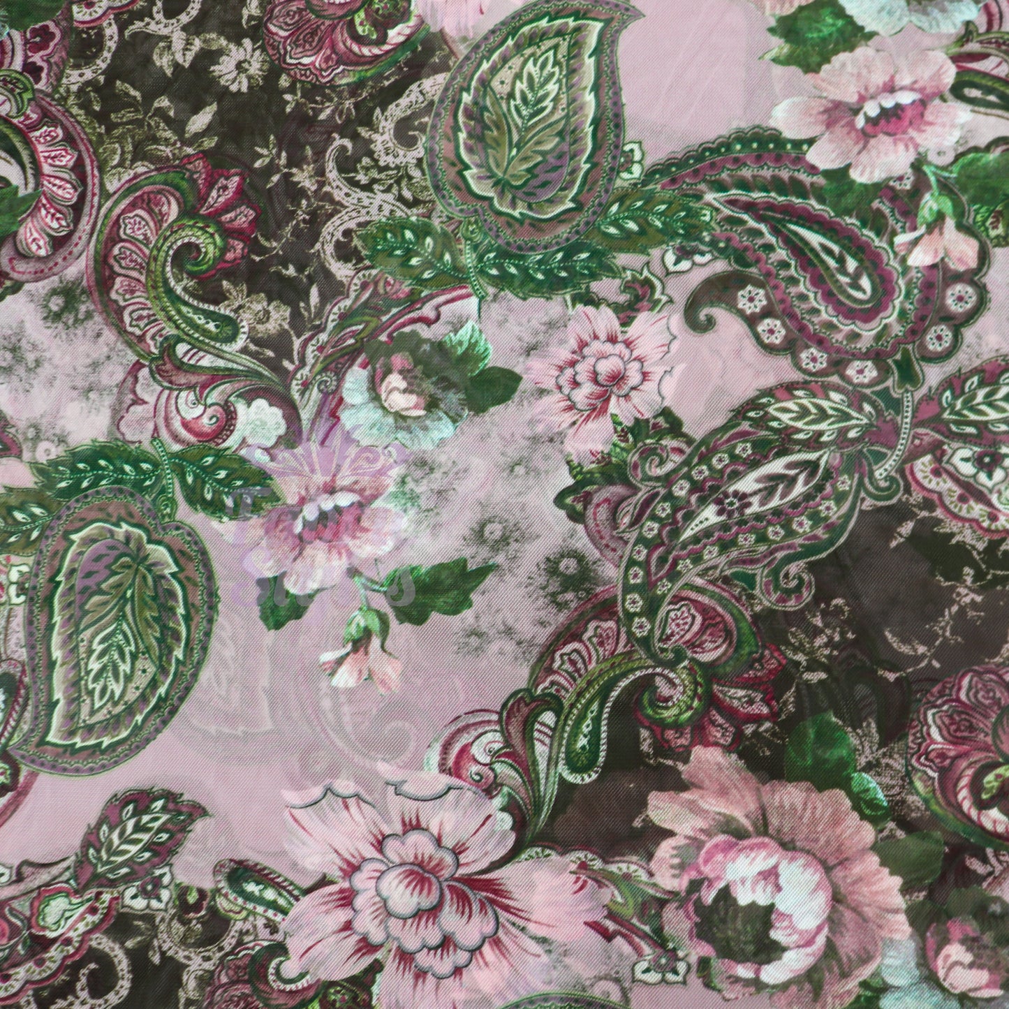 Paisley Rose Floral Power Mesh Fabric