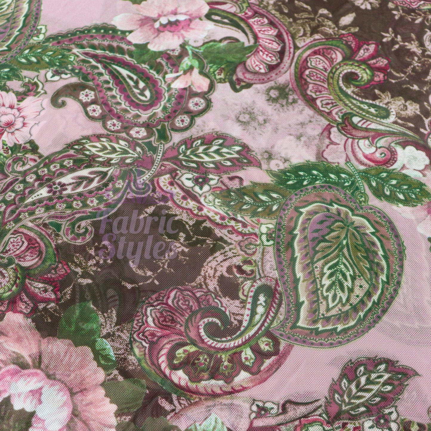 Paisley Rose Floral Power Mesh Fabric