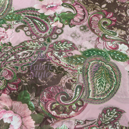Paisley Rose Floral Power Mesh Fabric