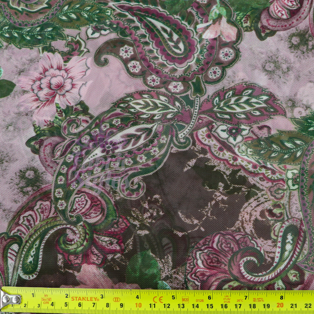Paisley Rose Floral Power Mesh Fabric