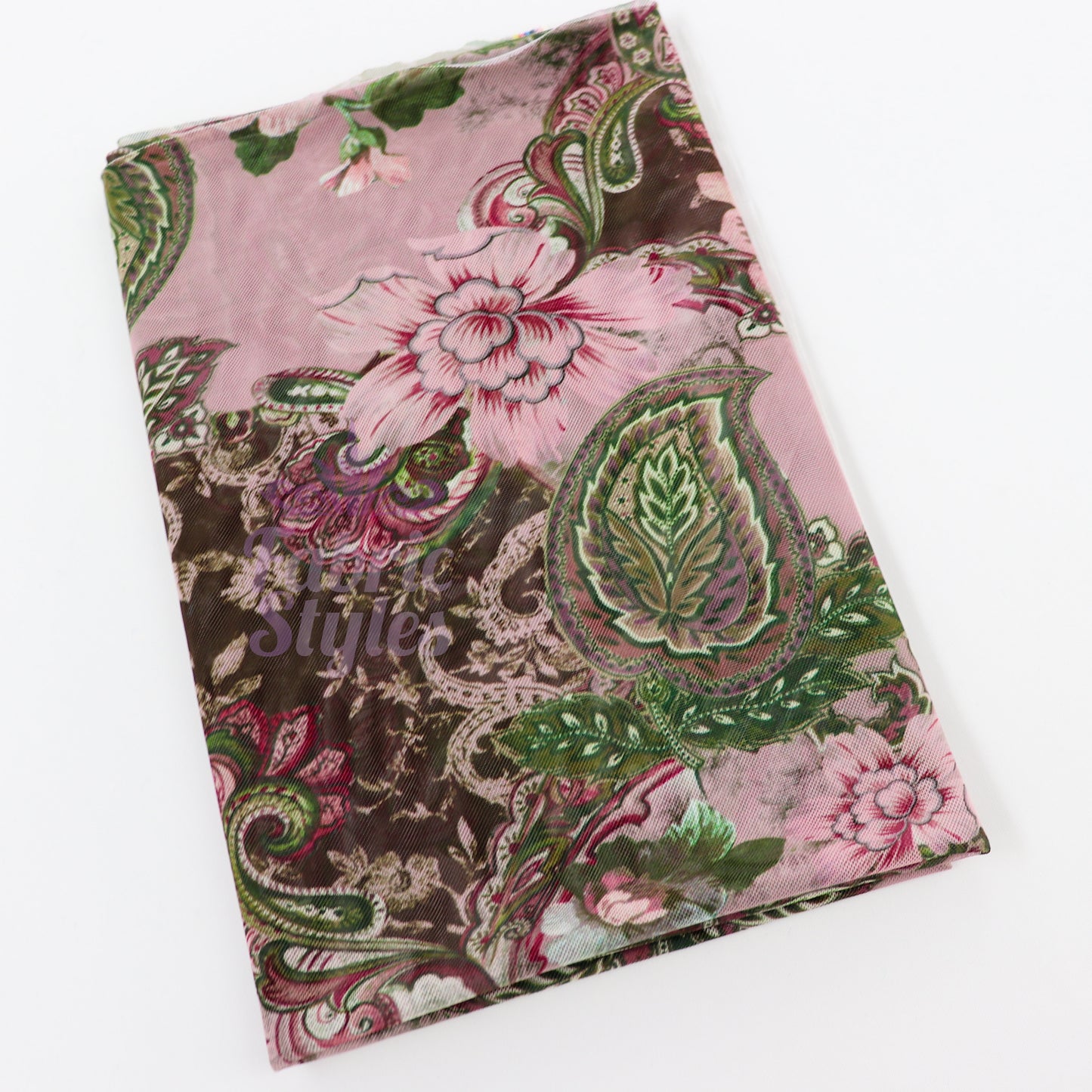 Paisley Rose Floral Power Mesh Fabric