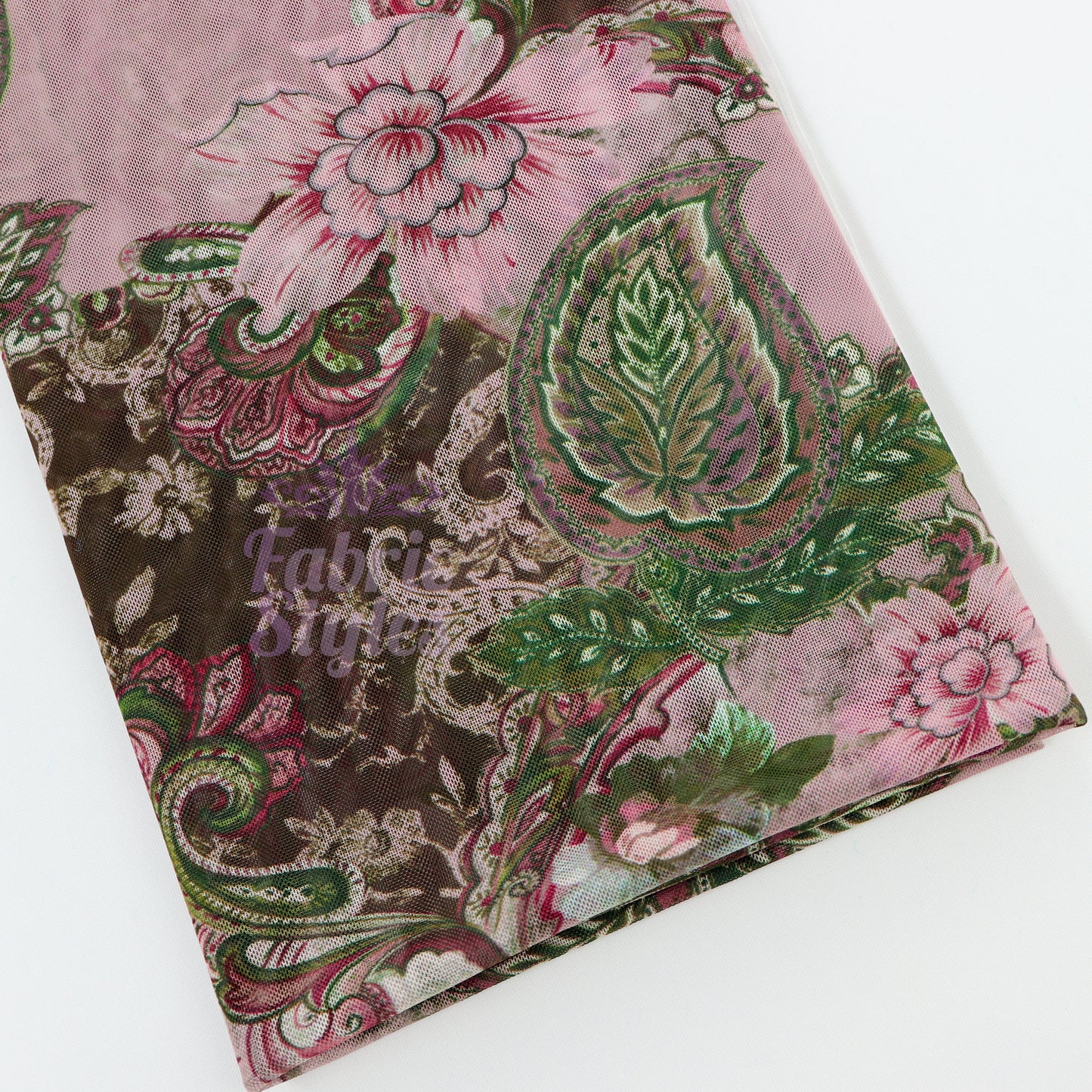 Paisley Rose Floral Power Mesh Fabric