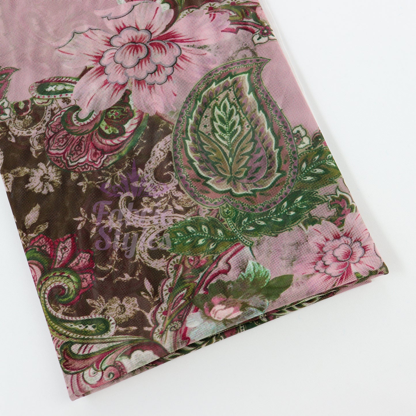 Paisley Rose Floral Power Mesh Fabric