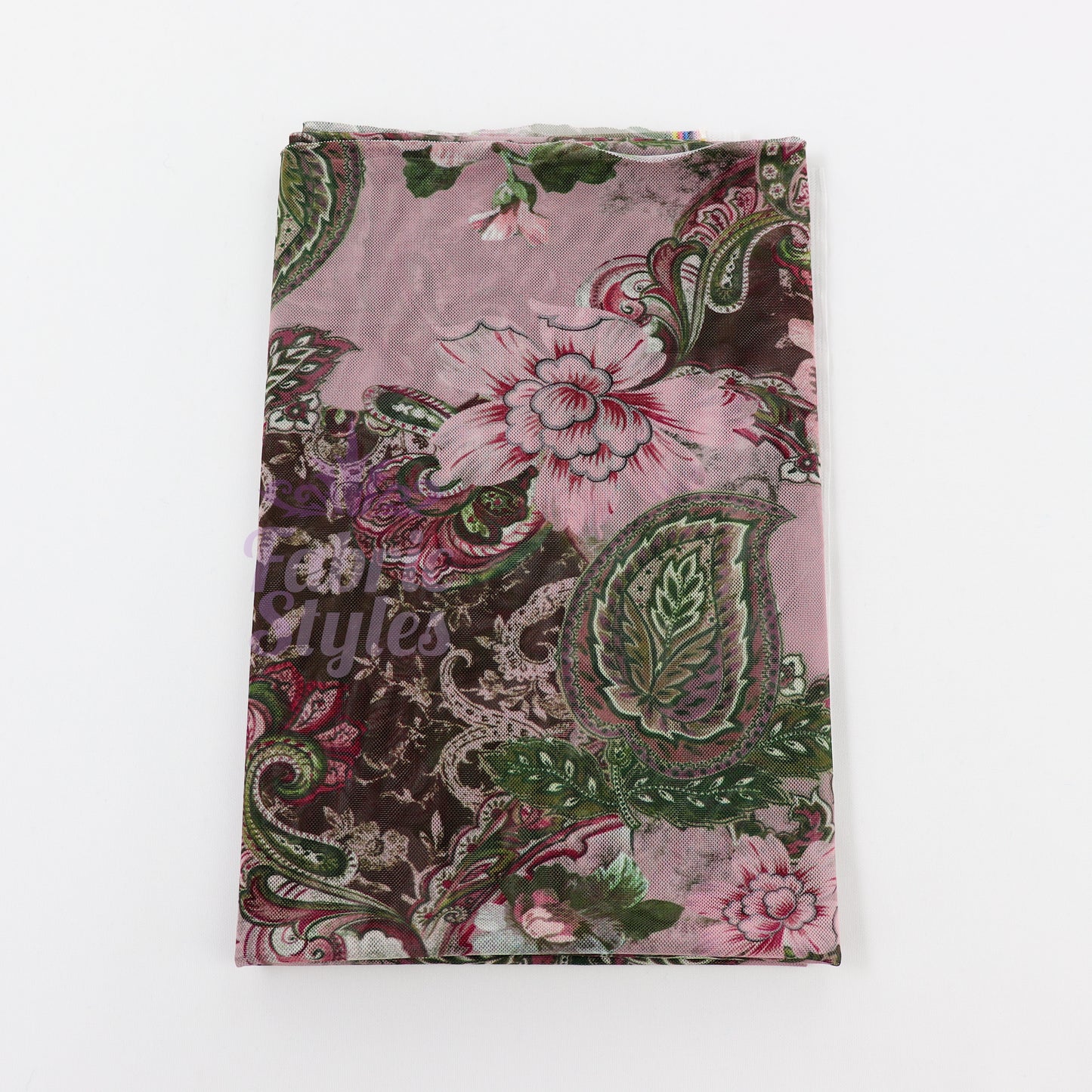 Paisley Rose Floral Power Mesh Fabric