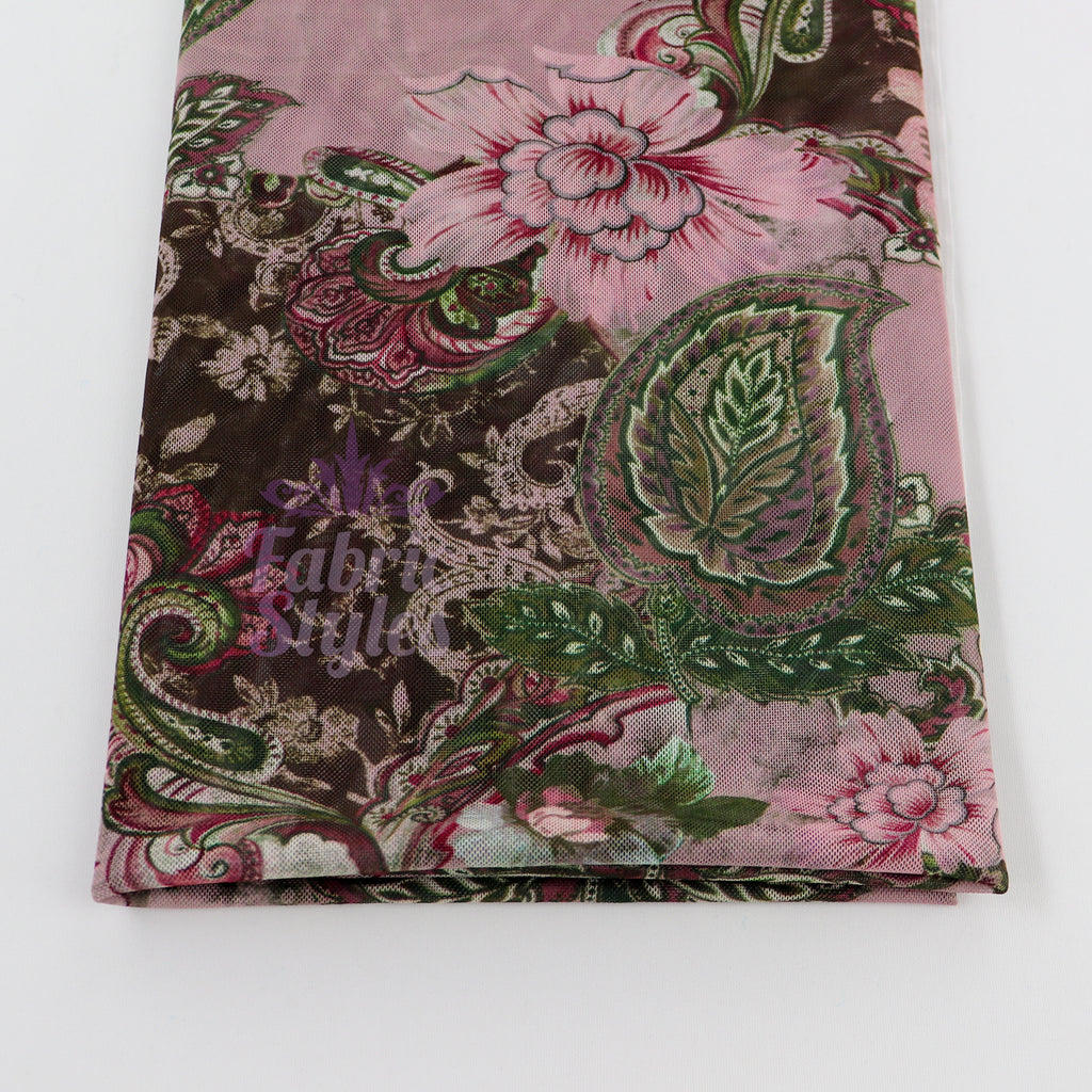 Paisley Rose Floral Power Mesh Fabric