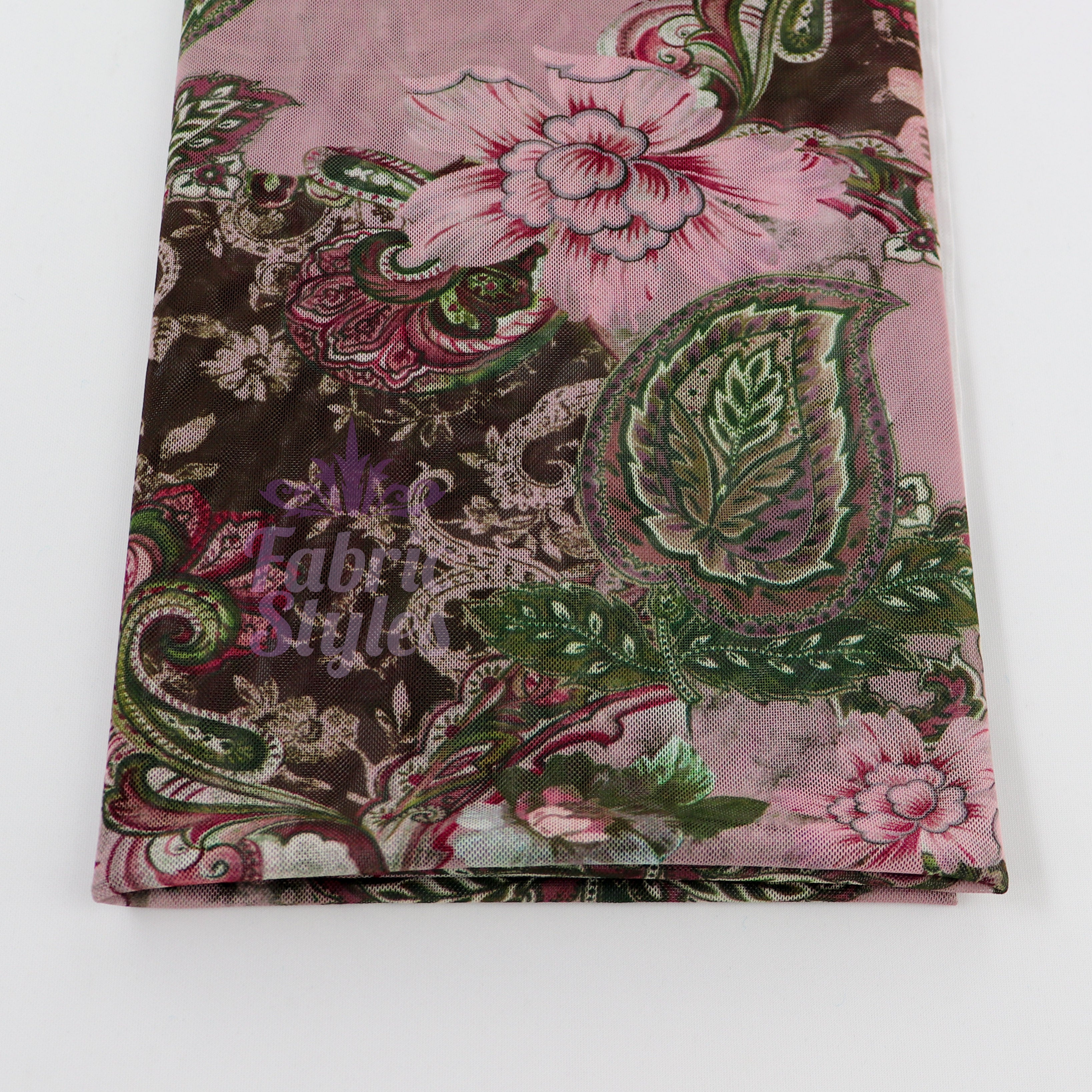 Paisley Rose Floral Power Mesh Fabric