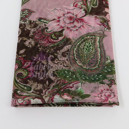Paisley Rose Floral Power Mesh Fabric