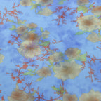 Blue Floral Power Mesh Fabric