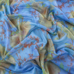 Blue Floral Power Mesh Fabric