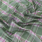 Green Tartan Pink Stripe Power Mesh Fabric