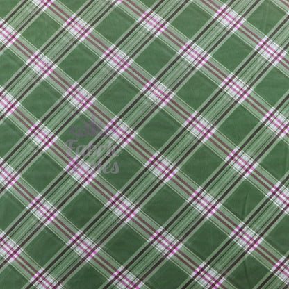 Green Tartan Pink Stripe Power Mesh Fabric