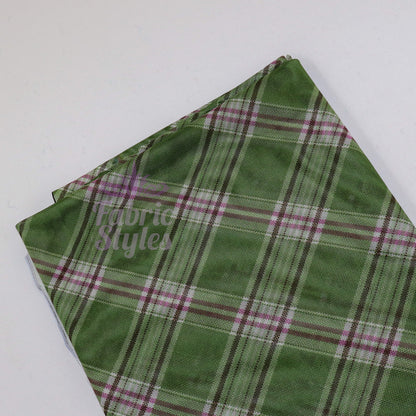 Green Tartan Pink Stripe Power Mesh Fabric