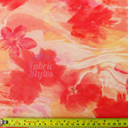 Orange Floral Power Mesh Fabric