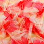 Orange Floral Power Mesh Fabric