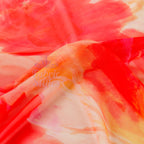 Orange Floral Power Mesh Fabric